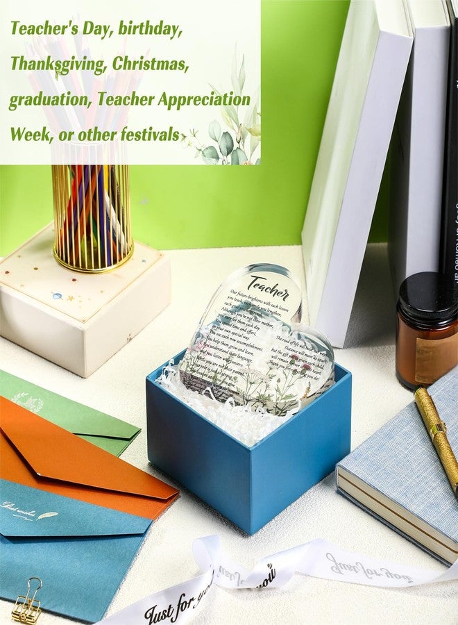 Roowest Teacher Appreciation Gifts Acrylic Heart Plaque Thank You Teacher Gifts for Her Women Paperweight Keepsake for School Christmas Group Gift Party Favors Desktop Decorations - Image 3